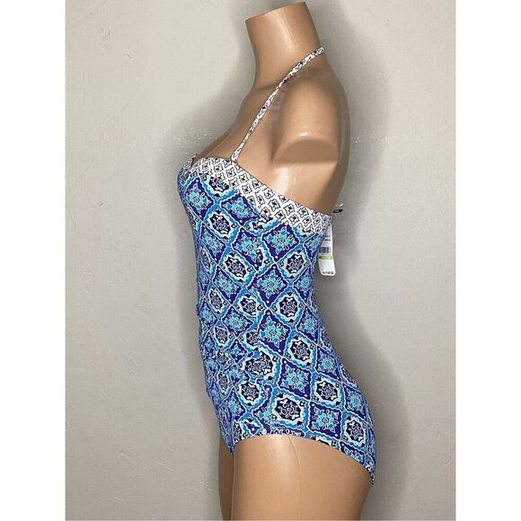 New. Tommy Bahama V-Wire blue tile swimsuit. Size 4. Retails $148 - Picture 7 of 11